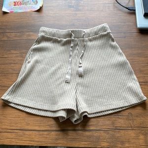 Ribbed knit shorts mango beige tan size xs